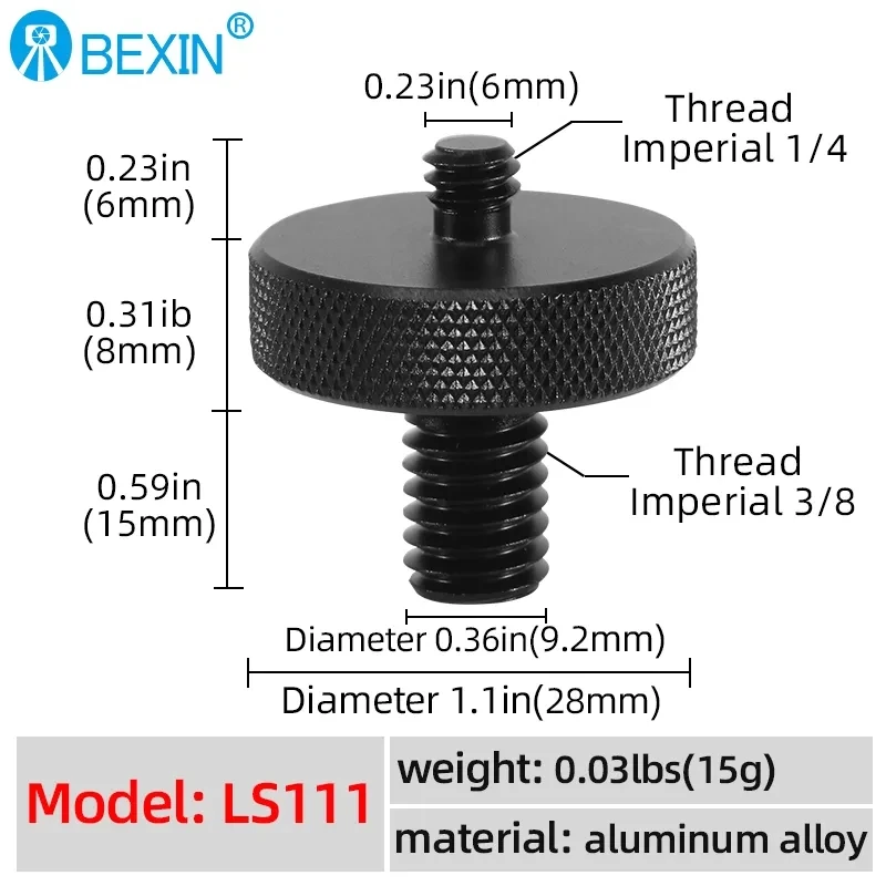 BEXIN 1/4 to 3/8 Conversion Screw Camera Tripod Head Monopod Conversion Screw Adapter Aluminum Alloy Mounting Screws Accessories