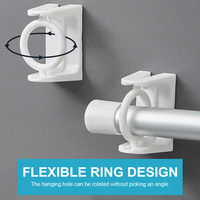 4pcs Wall Hooks Curtain Rod Brackets Adhesive Heavy Duty No Punching Stick On Cabinet Wood Glass Ceramic Stainless Steel Marble