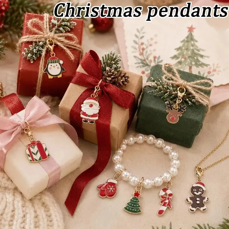 Christmas Keychains Pendants DIY Mixed Jewelry Making Set Women Kids Handmade Earrings Necklaces Bracelets Craft Party Supplies