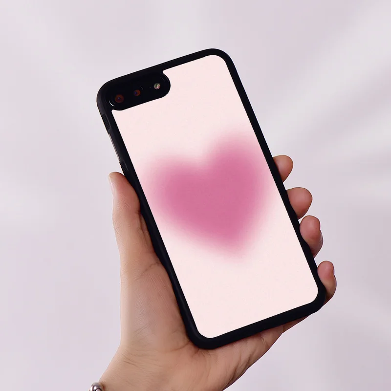 Wildflower Rubber Phone Case Cover for iPhone 6 6S 7 8 Plus X XS XR 11 12 13 14 15 Mini Pro Max Pink Aura Heart