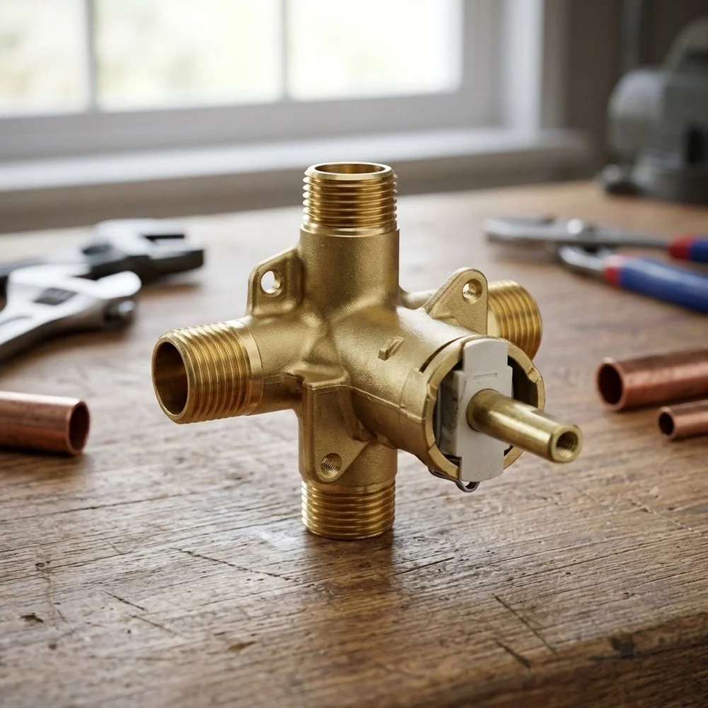 Shower Valve Constructed for Posi-Temp Compatibility with Four Standardized Connections and Proven Temperature Consistency