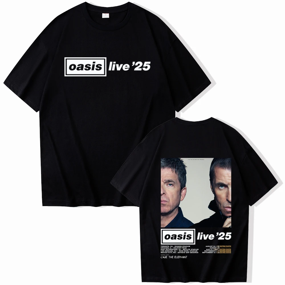 Oasis-Live 25 Tour T-shirt Man Women Harajuku O-neck Short Sleeve Casual Shirt