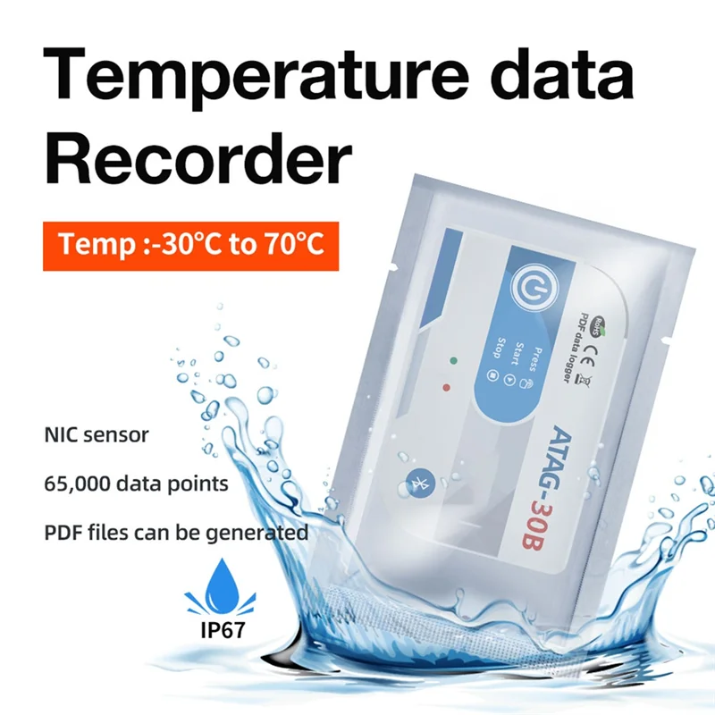 

【СОВЕРШЕННО НОВЫЙ】регистратор данных температуры, внутренний датчик, мини-USB, Bluetooth, высокая точность, 65000 точек, регистратор температуры для холодной цепи