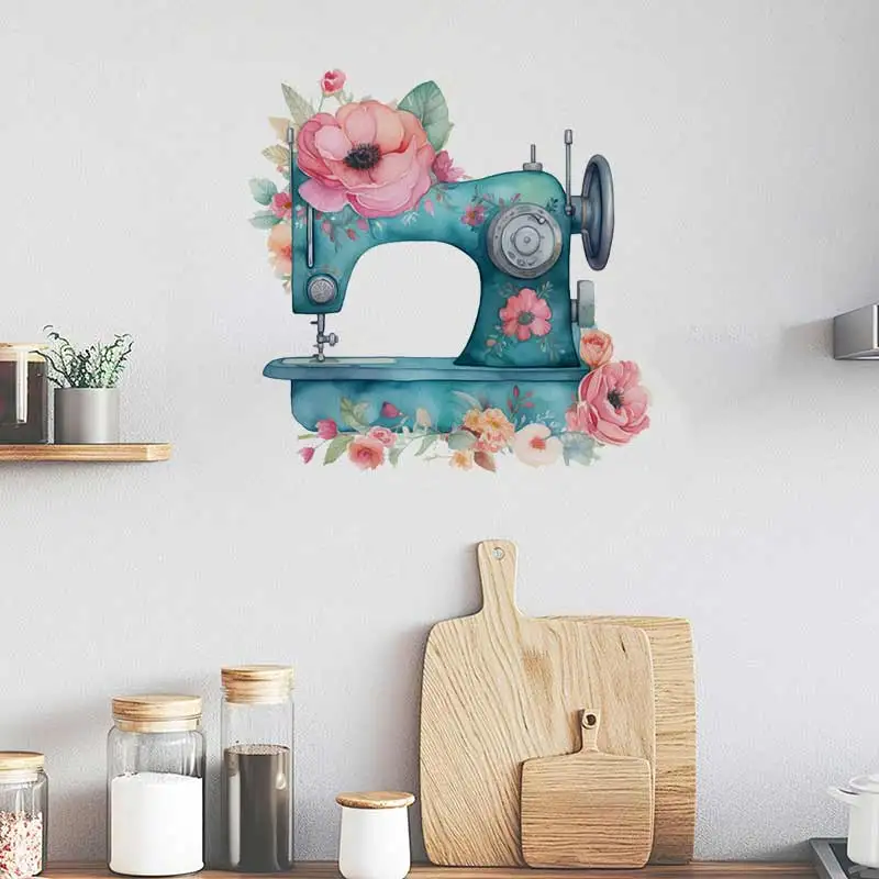 Sewing Machine Wall Sticker Bathroom Toilet Decor Living Room Cabinet Refrigerator Home Decoration Decals Stickers S920