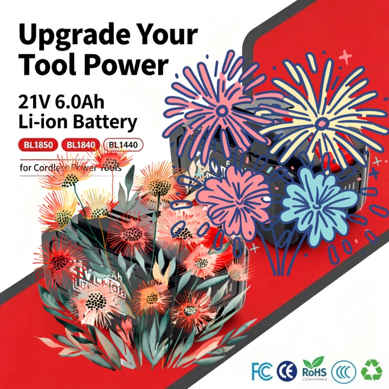 21V 6.0Ah Fast Charging Rechargeable Lithium‑Ion Battery Brand New Replacement For Electric Drill BL1850 BL1840 BL1440 196391‑6