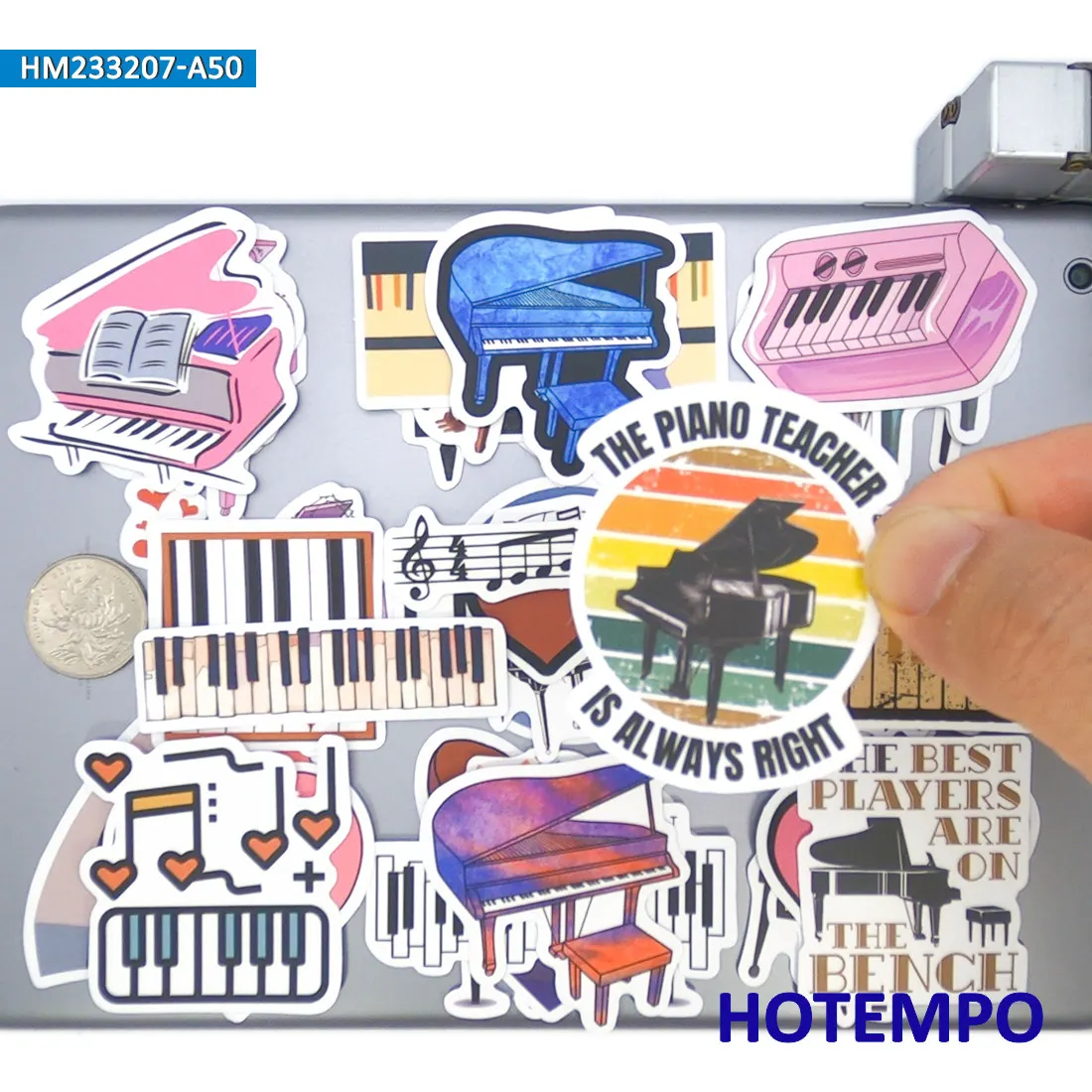 20/30/50PCS Piano Stickers Classic Musical Instrument Funny Graffiti for Laptop Scrapbook Journal Luggage Car Phone Sticker Toys