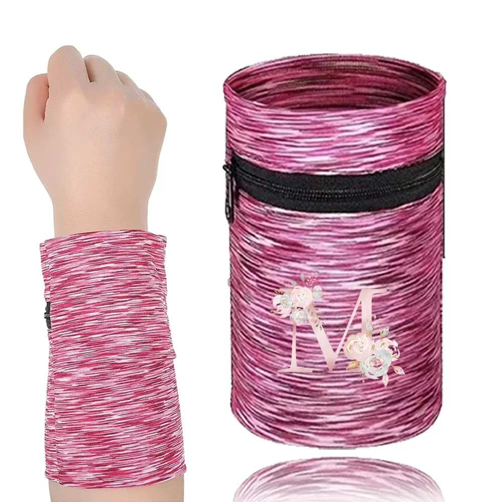 

Wrist Bag Wristband Bags Protector Running Sport Wrist Pink Flower Style Wrist Brace Sports Support Brace Wrap Bandage