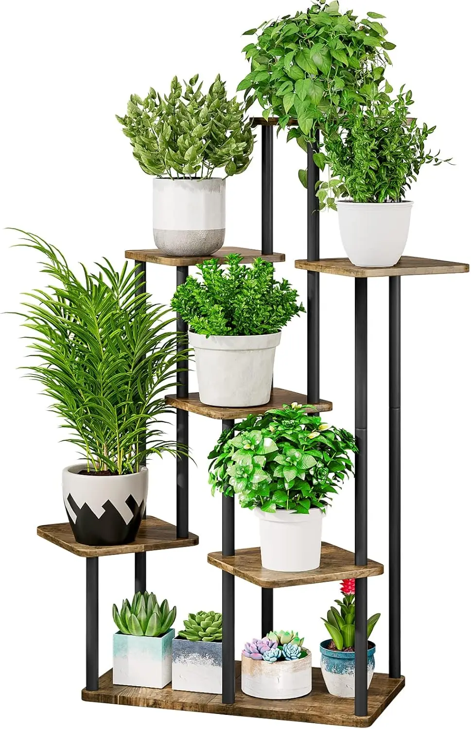 

7 Tier Plant Stand Indoor Metal Flower Shelf for Multiple Plants Corner Tall Holder for Patio Garden Living Room Balcony Black