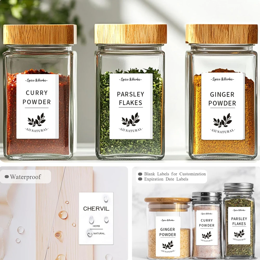ملصقات مطبوعة مسبقًا لأوعية ال - مراجعة Spice Jar Labels وسعره