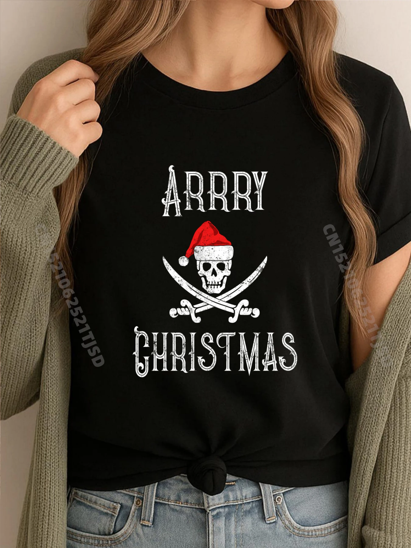 

С Рождеством пират каламбур Arrry Рождественские винтажные футболки с рисунком черепа, забавные подарки, топы, футболка большого размера