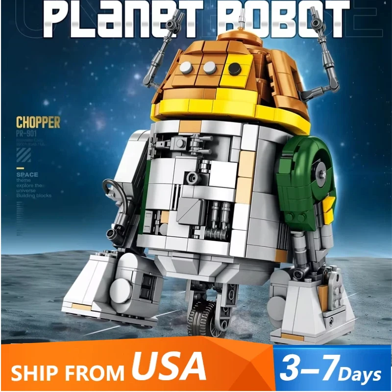 

988PCS MOC Movie Space War C1-10P Chopper Robot Building Blocks Mechanical combat Robots Figure Model DIY Assembly Toys Kid Gift