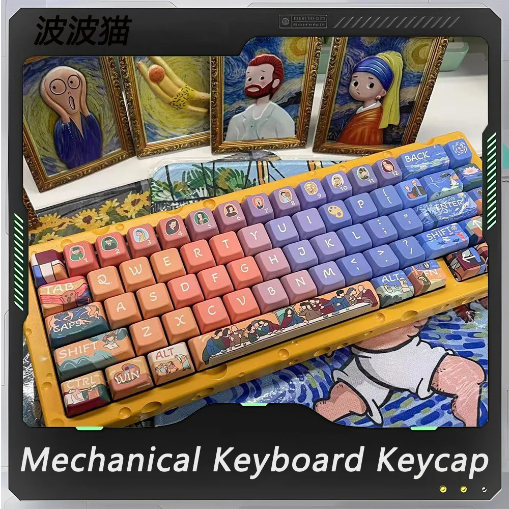 

Artist Keycap Mechanical Keyboard Keycaps Set PBT Sublimation Cherry Height Creative Original Blue PC Gamer Accessories Gift