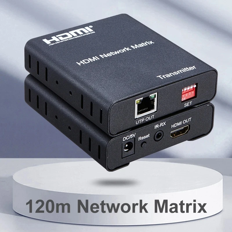 120m Rj45 Cable Network Matrix Video Transmitter Receiver Support Many To Many Switch Splitter HDMI Ethernet Extender Converter