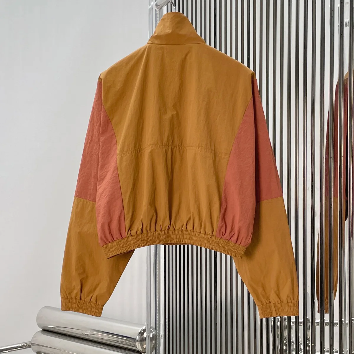 High Quality Women Color Block Half Zip Cropped Jacket Stand Collar Elastic Cuff Windbreaker Casual Outdoor Outerwear lyt127470