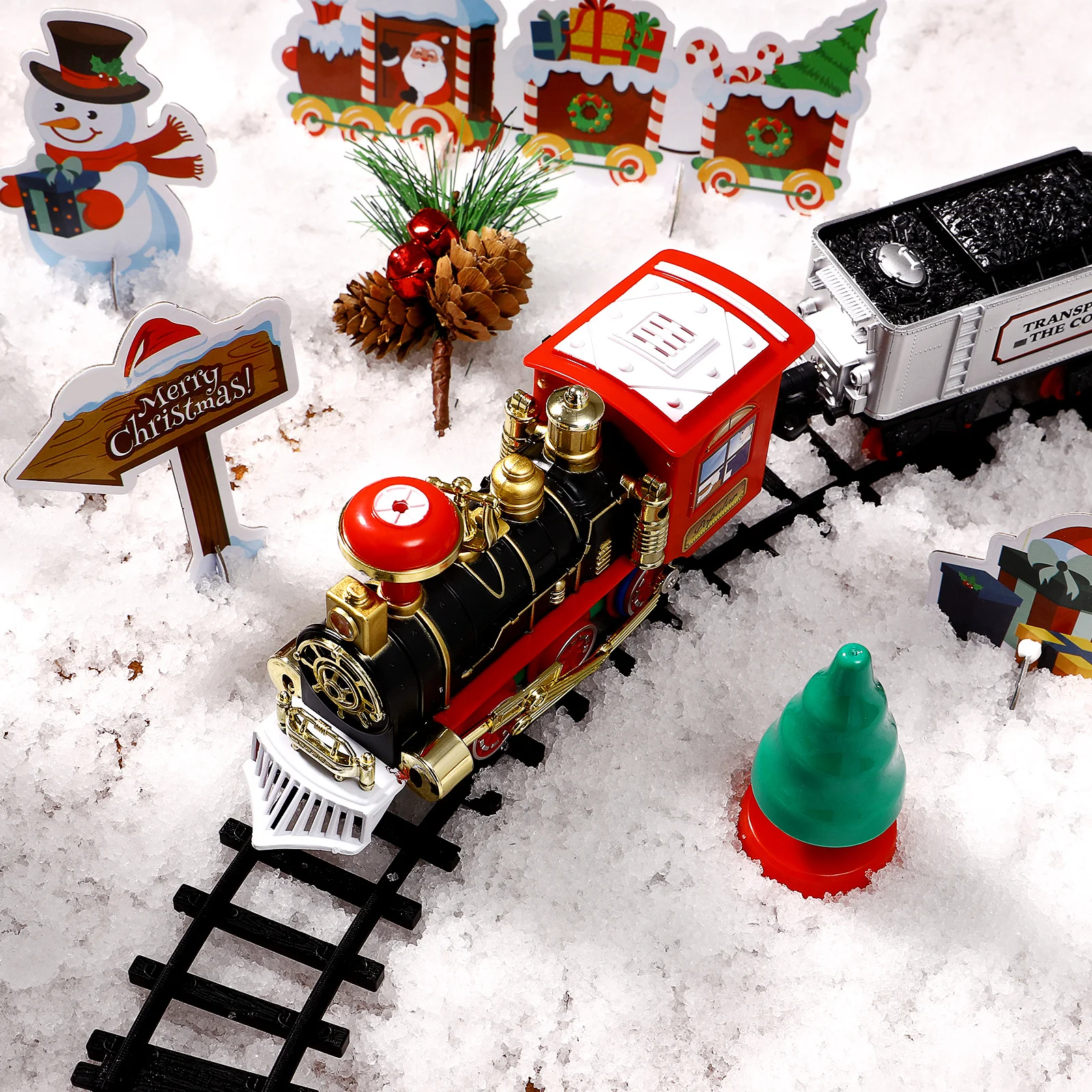 

Christmas Train Set Mini Train Light Sound Powered Kids Assembly For Boys Girls Non Remote Control Vehicle