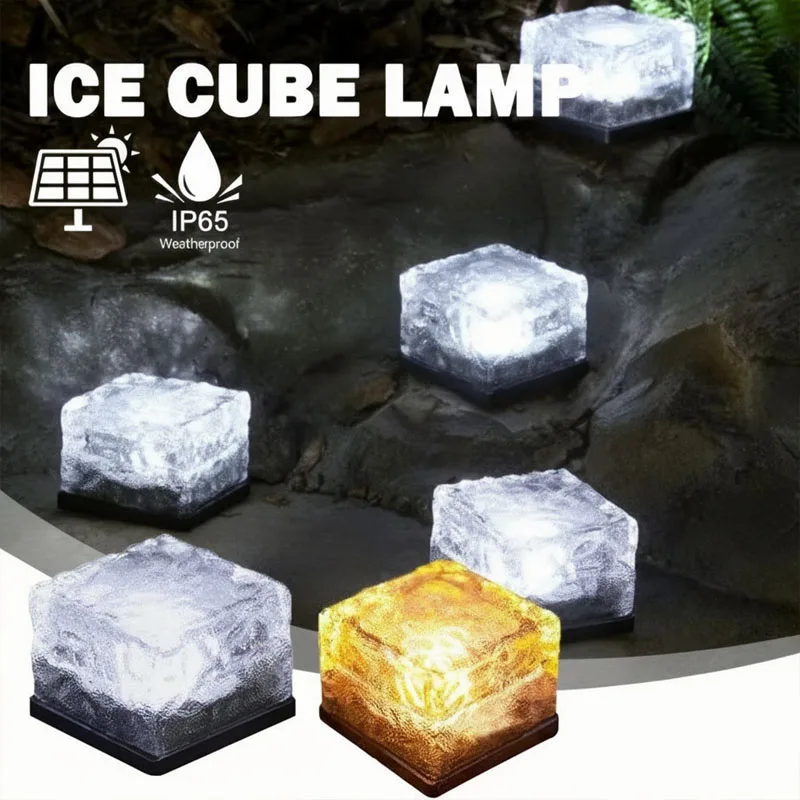 

1-8 шт., уличные дорожки, солнечные кубики льда, стеклянный кирпич, пейзаж, квадратный стеклянный садовый двор, декор, осветительные лампы