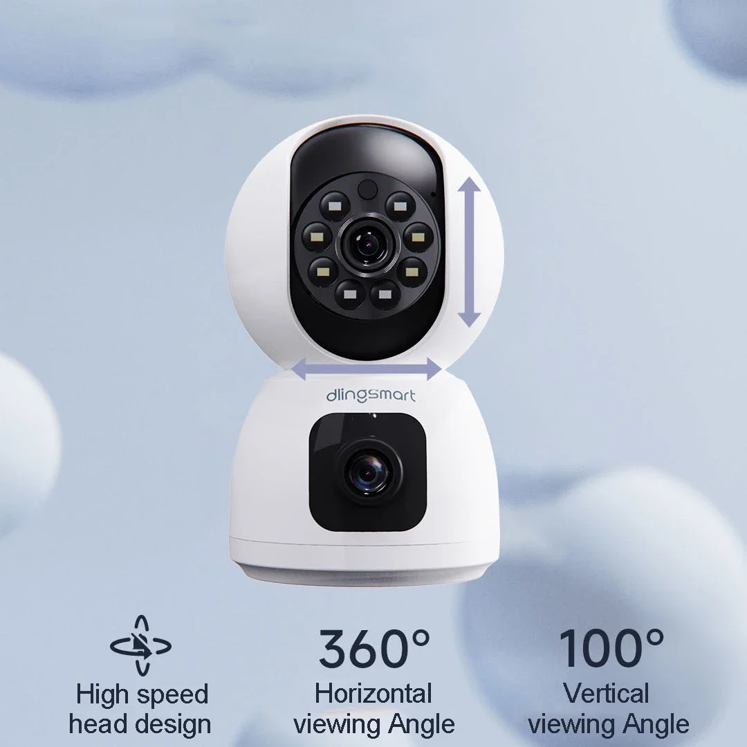 Dlingsmart Dual Camera S1 PTZ Version 360° Home Security Camera Full Colour AI Human Detect Voice Call Work with Mi Home APP CN