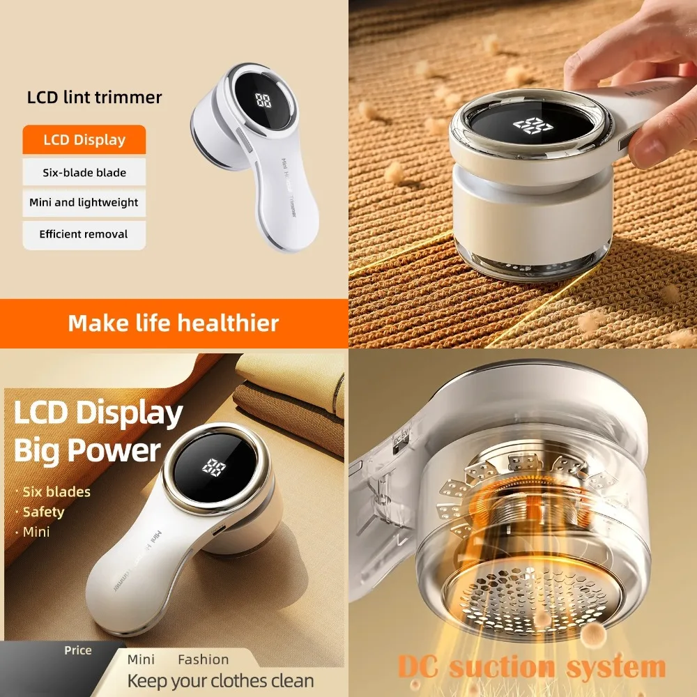 

1 шт. портативное средство для удаления ворса и триммер с большим размером, легкое удаление ворса для одежды и носков, многоразовое использование, ЖК-дисплей мощности, идеально подходит для