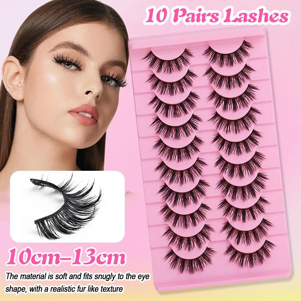 10 paar krul pluizige valse wimpers natuurlijke piekerige faux nertsenwimpers, pluizige 3D volume nepwimpers stripwimpers extensies