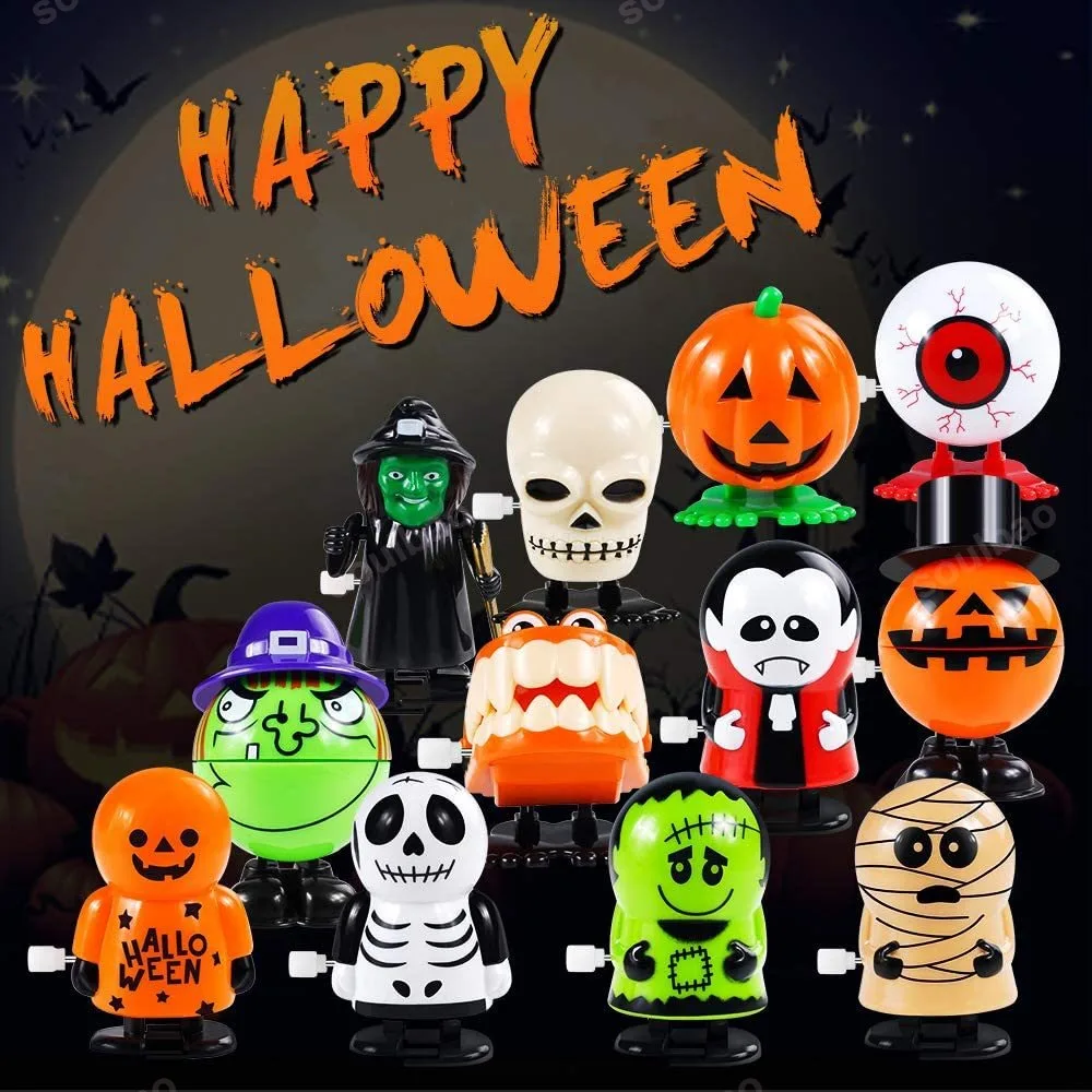 Halloween-Weihnachts-Aufziehspielzeug mit springenden Zähnen, Geist, Kürbis, Totenkopf, Weihnachtsmann, neuartige, lustige Partygeschenke, Geschenkdekoration