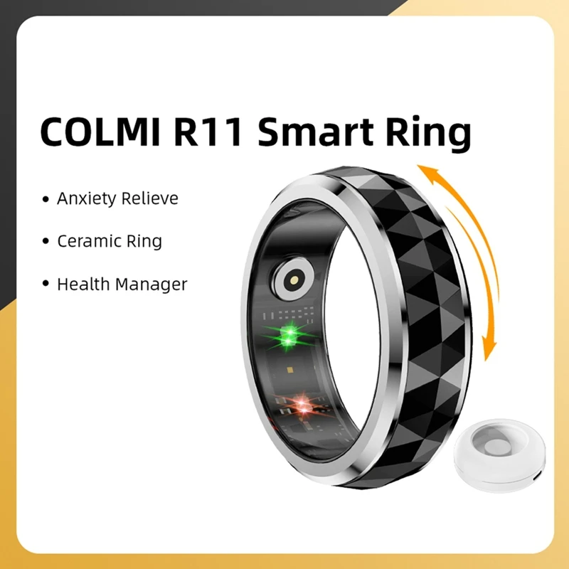 R11 Smart Ring,Fidget Spinner Anxiety Relieve Ring with Charging Case for Men,Health and Sleep Monitor,5ATM Waterproof,D-A09I