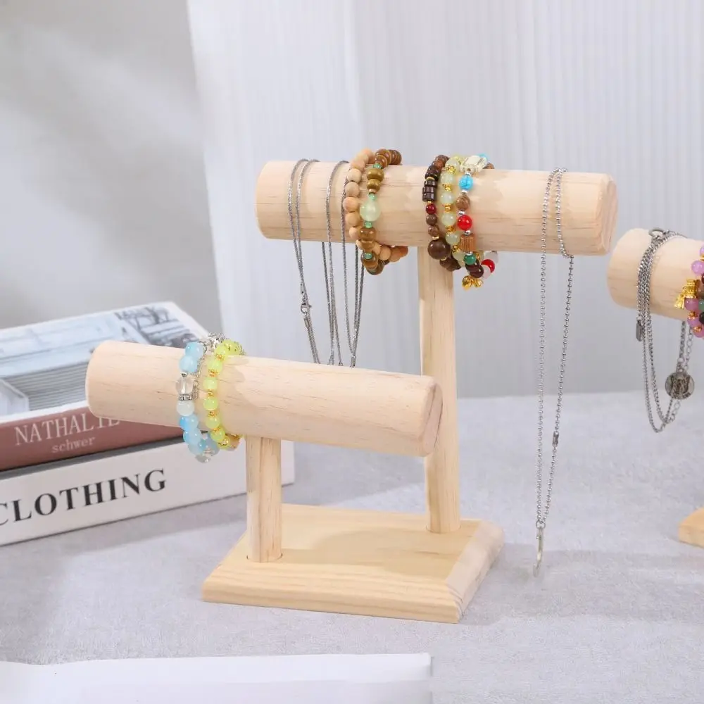 

Desk Organizer Jewelry Display Stand Multi-purpose Natural Wood Bracelet Storage Rack 2 Tier Vintage Tier Jewelry Stand