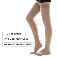 1Pair Thigh High Open Toe Medical Compression Socks Elastic Sunscreen Anti-slip Sleep Care Varicose Veins Heal Quickly 34-46mmHg
