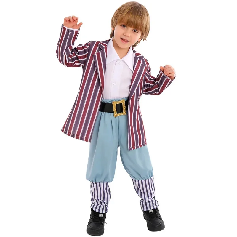 LCK01 Film Chocolate Factory Oompa Costume Cosplay Bambini Cappotto Pantaloni Cintura Set completo Loompa Gioco di ruolo Vestito per bambini Halloween Yh1@!