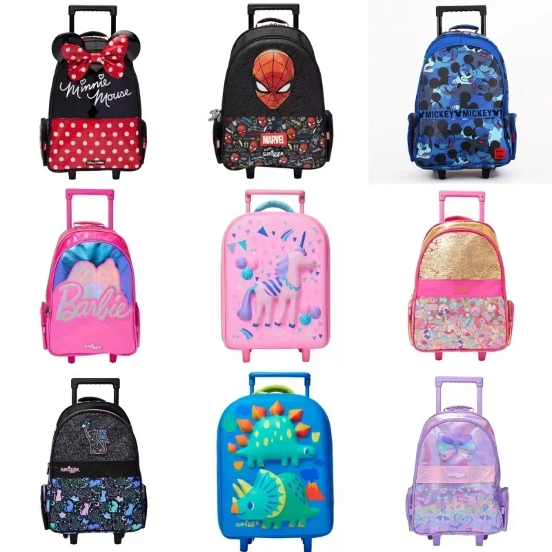 High Quality Smiggle Trolley Backpack Primary Secondary School Student Large Capacity Load Reducing Tugboat Bag Girl Boy Gifts