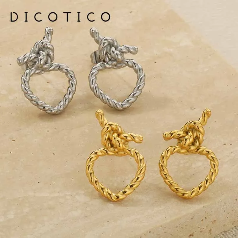 Twisted Heart Drop Women Drop Earrings Stainless Steel Knot Stud Earring For Women's Wedding Engagement Ear Jewelry Wholesale