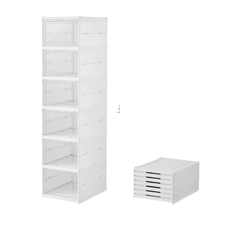 

One piece shoe box for household use, multi-layer foldable magnetic curiosities cabinet installation free transparent