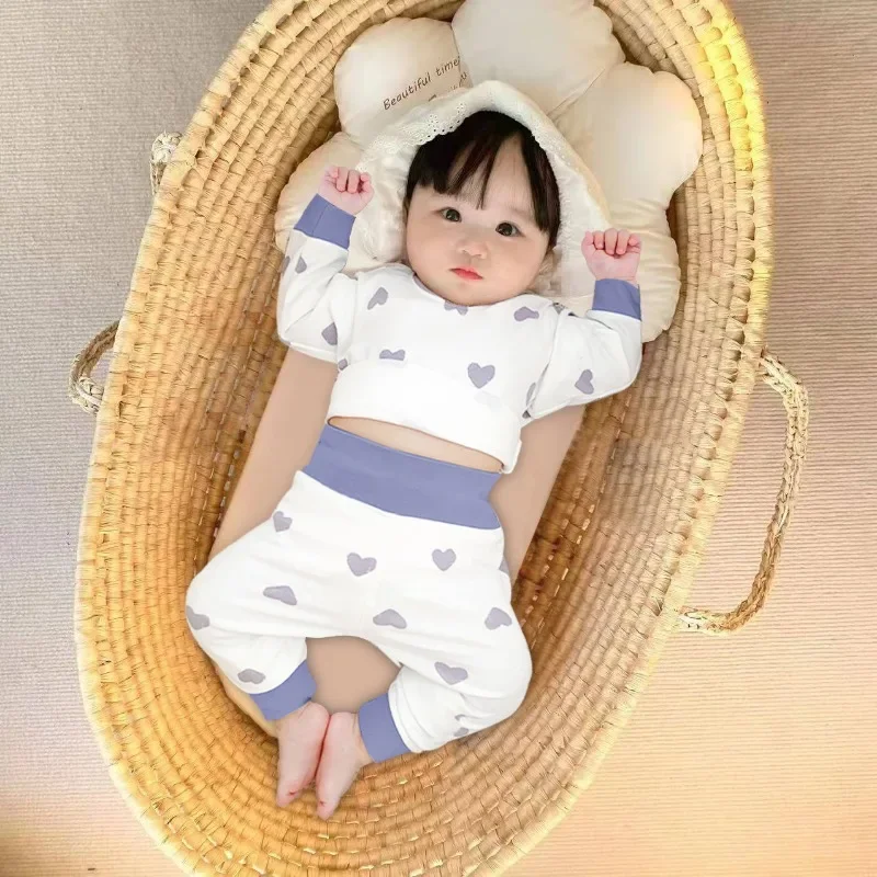 ชุดนอนเด็กผู้ชายผ้าฝ้าย 2 ชิ้น สำหรับฤดูใบไม้ร่วงและฤดูหนาว - ชุดเสื้อแขนยาวและกางเกงใน