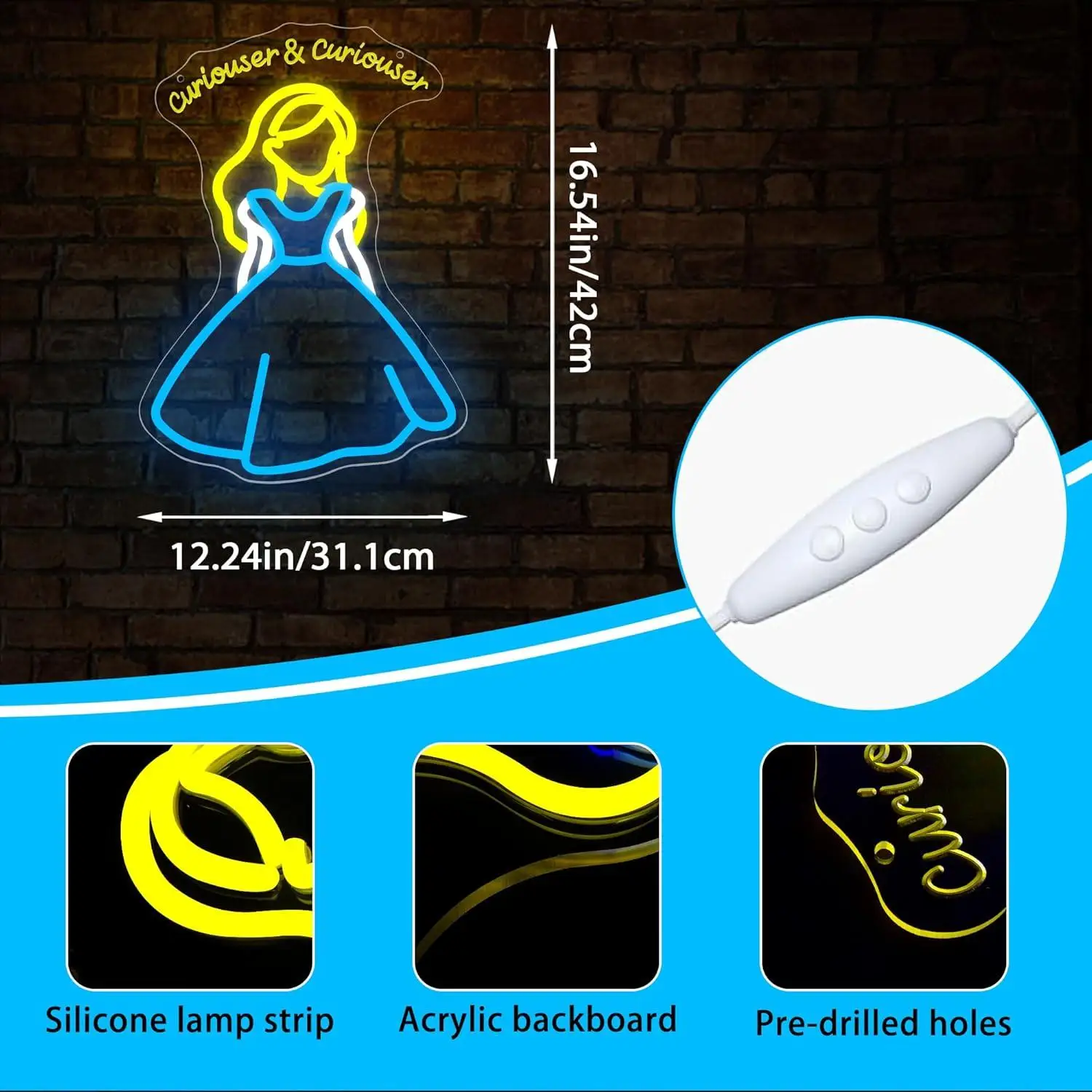 Fairy Tale Neon Sign for Wall Decor Dimmable Cartoon LED Neon Light for Men Living Room Bedroom Clothing Store Birthday Gift