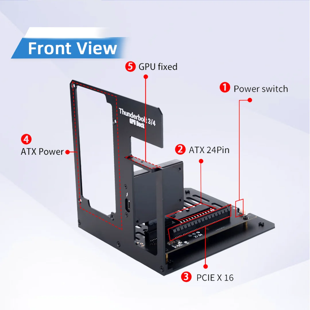 PCIE 4.0 X16 Thunderbolt 3/4 Adapter eGPU Dock Thunderbolt 3/4 Docking Station Compatible with Various for Graphics Cards