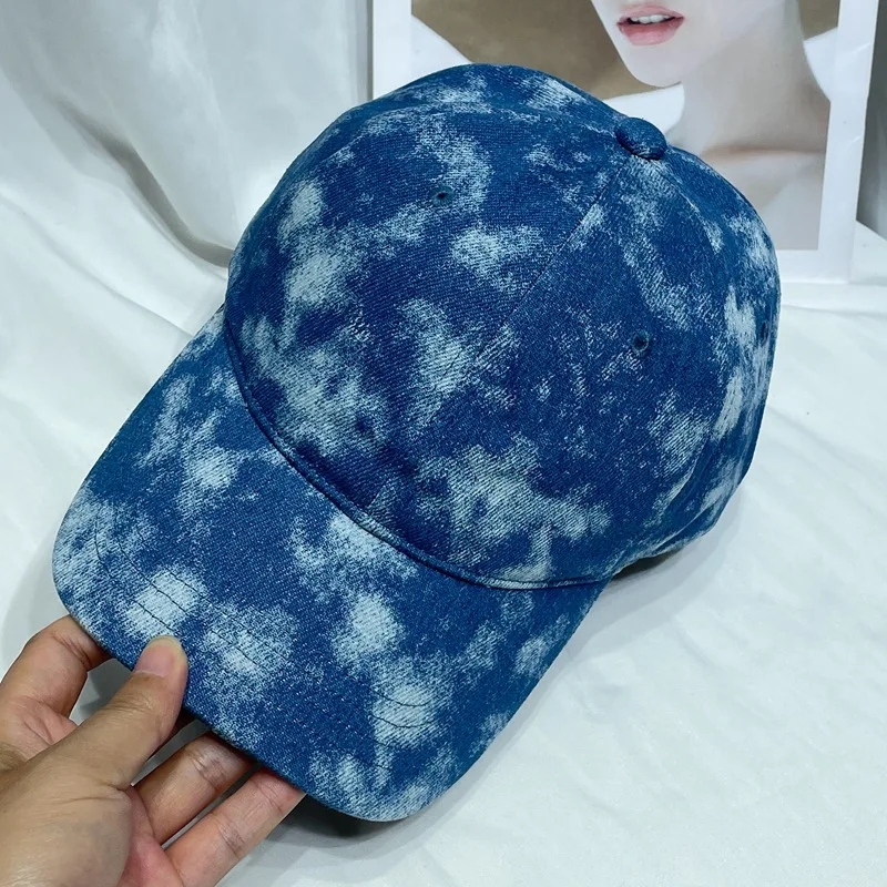 Tie dye cowboy baseball cap women's face small casual soft cap cap visor KJ202410143