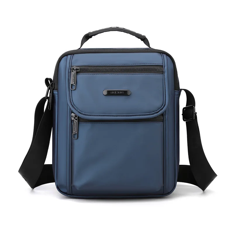 Men Vertical Crossbody Bag Waterproof Oxford Shoulder Pack Male Multi Pocket Handbag With Top Handle Zipper For Business Work