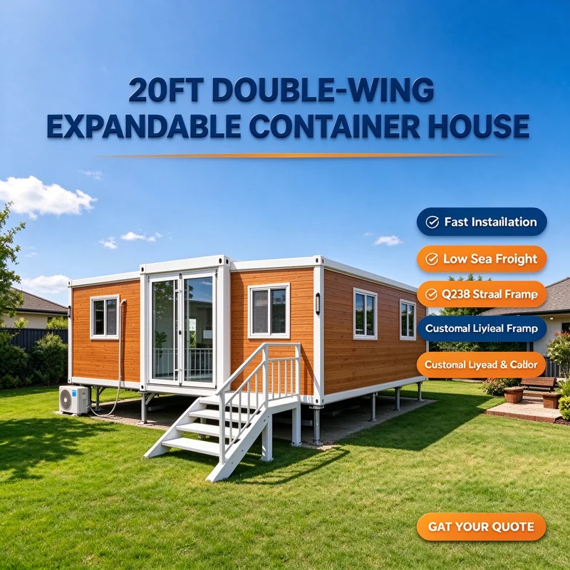 Container House Rock Wool Panel 20ft Expandable Quick Install Modular Building for Remote Research Station Living Space