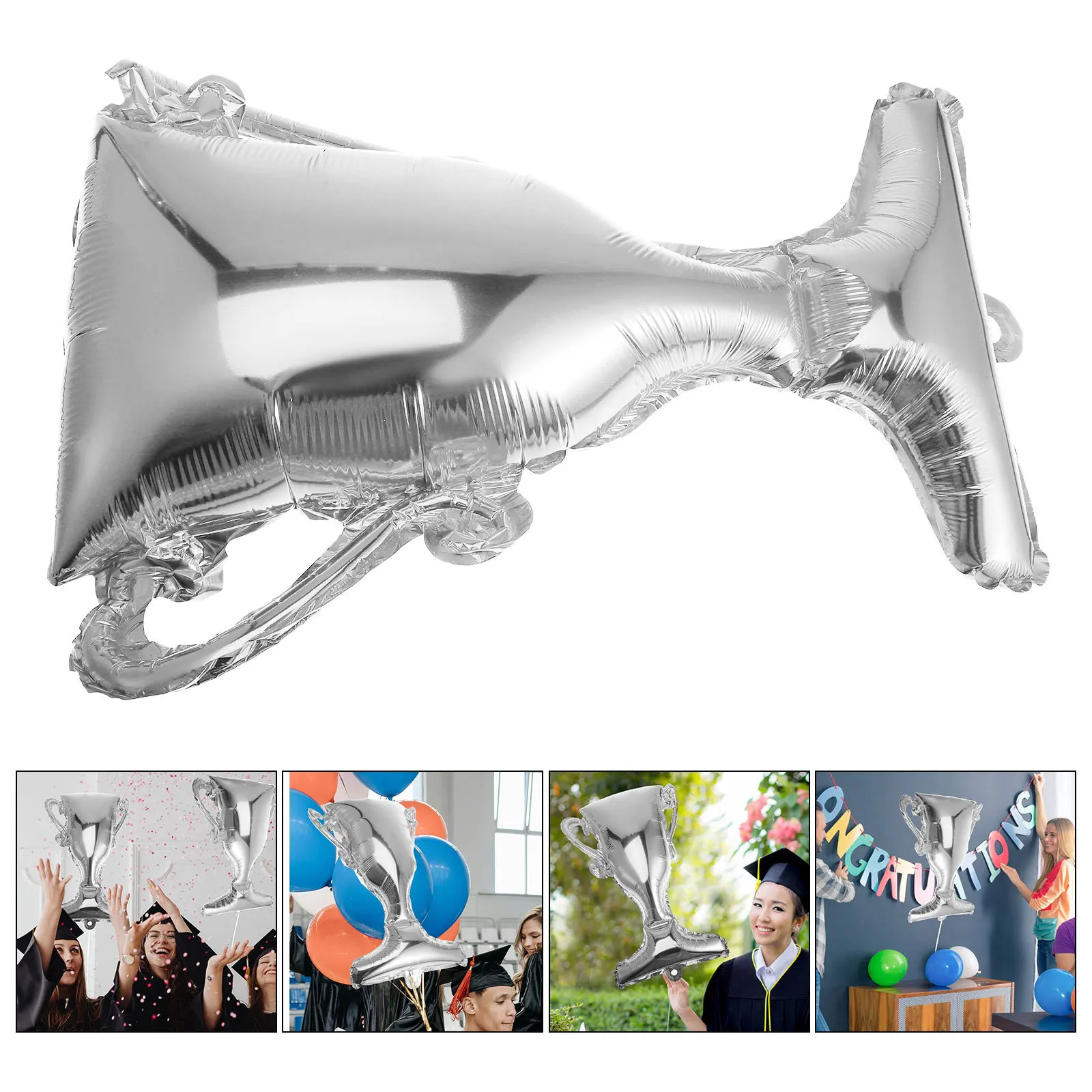 

3pcs Aluminum Film Trophy Balloons Grad Party Decoration Foil Balloon Supplies For Birthday Games Champion Decor Congrats