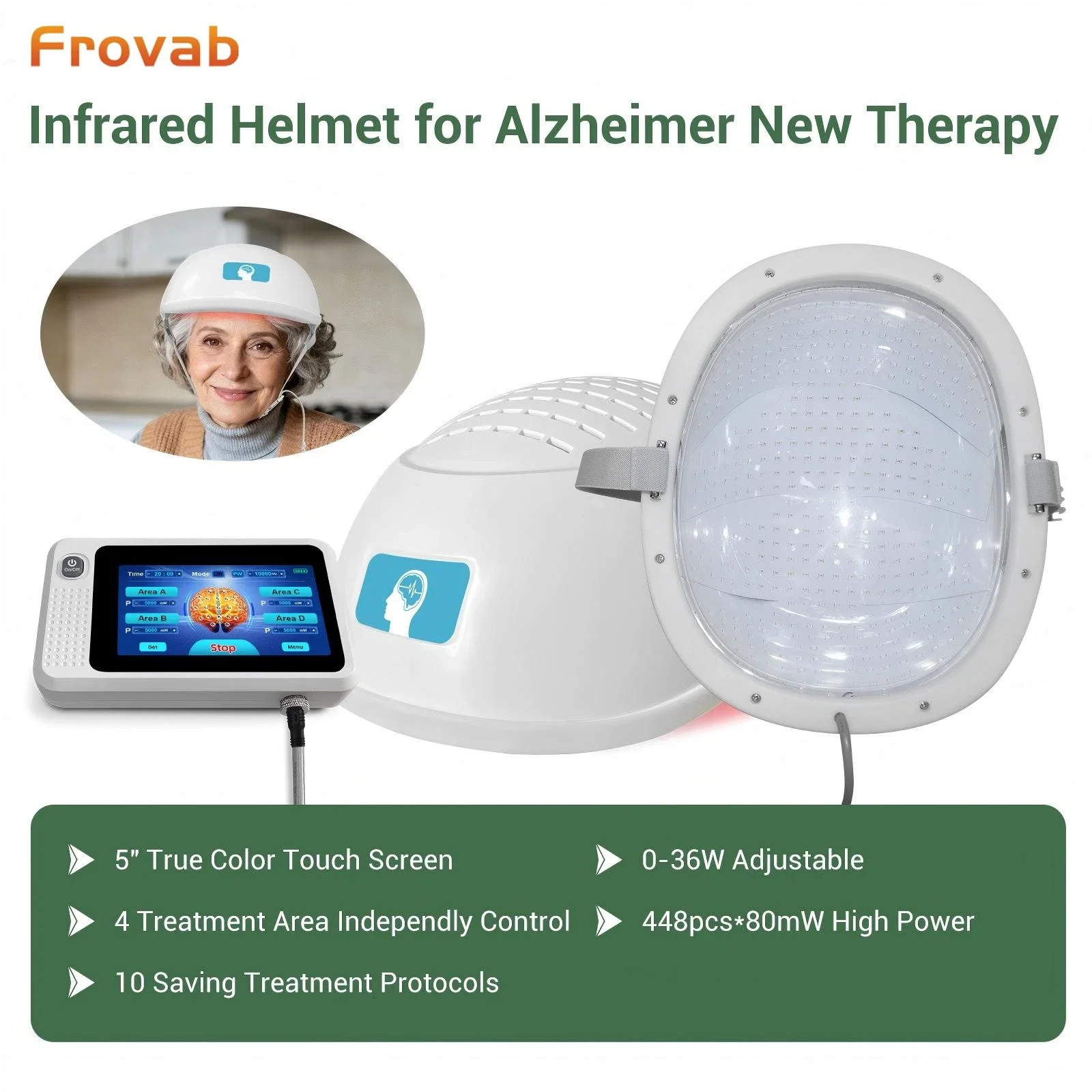 

Неинвазивный шлем для глубокой стимуляции мозга Frovab, устройство для светотерапии NIR 1070 нм для восстановления после инсульта, лечения болезни Паркинсона и улучшения памяти