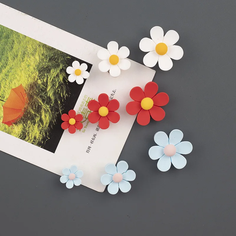 3pcs Set Cute Little Daisy Refrigerator Stickers Small Flowers INS Three-dimensional Resin Magnetic Stickers