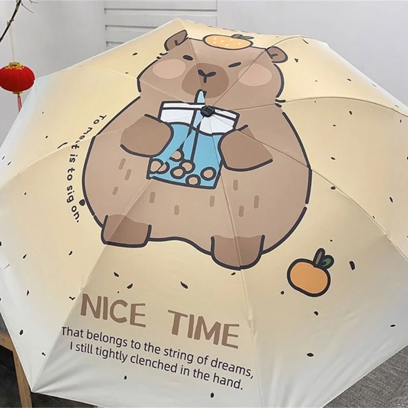 Travel Umbrella with Sun Protections Capybara Designs, Waterproof Windproofs Rain Shelter for Weather Use