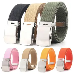 Fashion Men's Canvas Belt Silver Alloy Buckle Casual Women's Canvas Belt 3.2cm Design Unisex