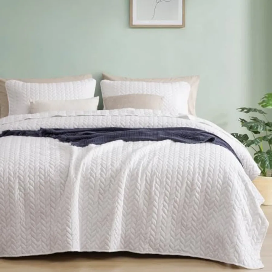 

Комплект постельного белья King Size - Легкое летнее покрывало из 3 предметов, мягкое, дышащее, с узором в виде листьев, для всех сезонов