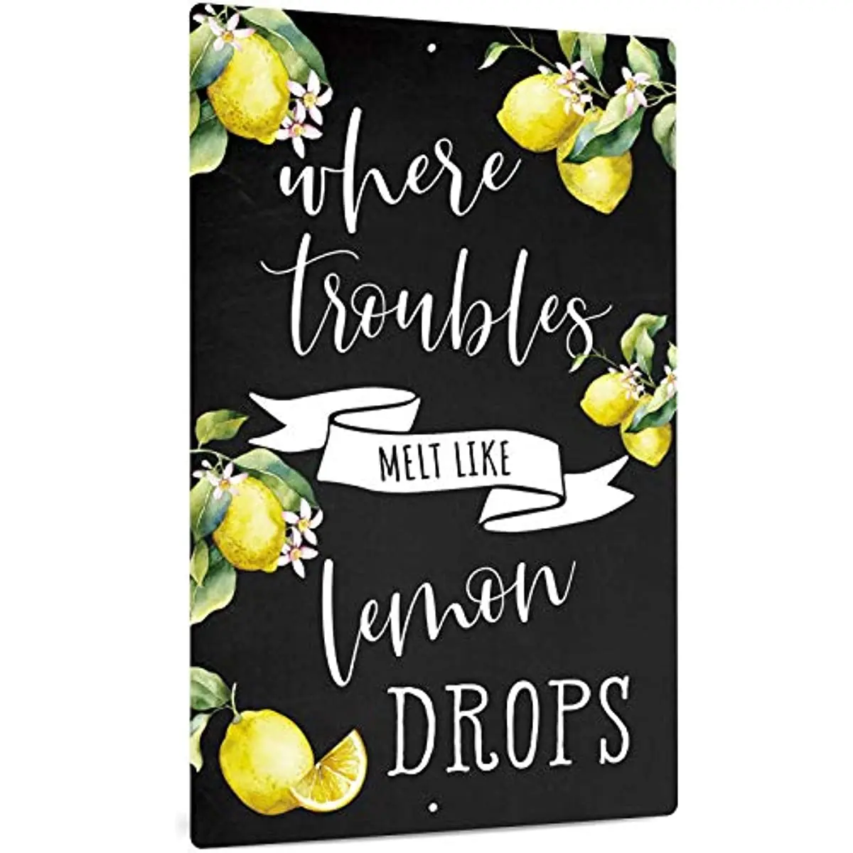 Lemon Kitchen Decor Farmhouse Wall Sign for Dining Room Living Room Garden Metal Sign These Troubles Melt Like Lemon Drops