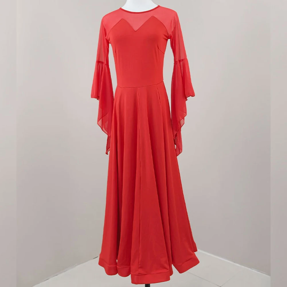 ชุดแสดงเต้นรำบอลรูมสีดำ แขนยาว คอกลม สีชมพู คุณภาพสูง สำหรับเต้นวอลซ์ รุ่นใหม่