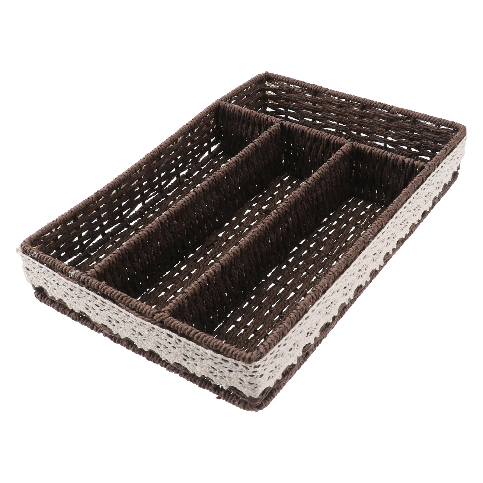 

Practical 4 Compartments Storage Box Lightweight Plastic Wrought Iron Cutlery Jewelry Tray Tableware ganizer Storage