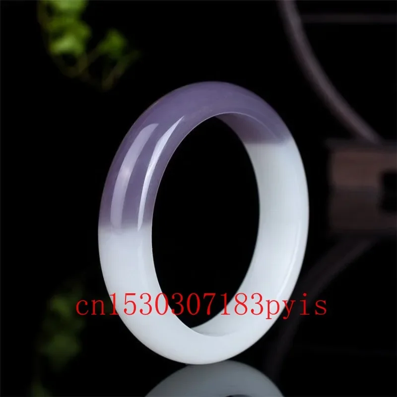 

Natural Hetian Jade Violet Bracelet Bangle Fashion Fine Jewelry Carved Genuine Jadeite Charm Gemstone Amulet Gifts for Women Men