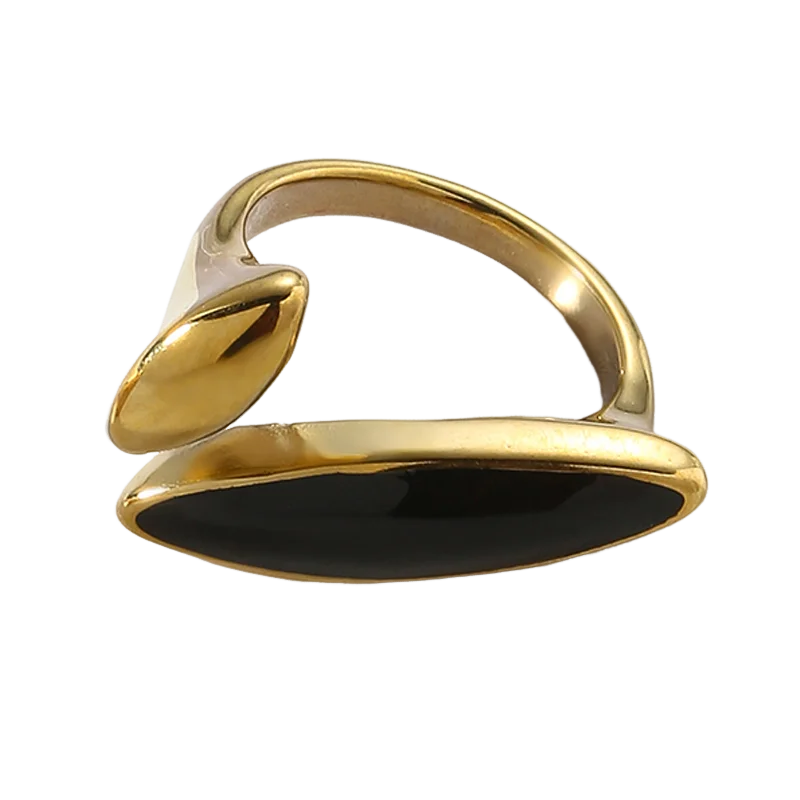Boho Enamel Color Leaf Finger Rings for Women Stainless Steel Adjustable Opening Tail Ring Fashion Jewelry Gifts anillos mujer