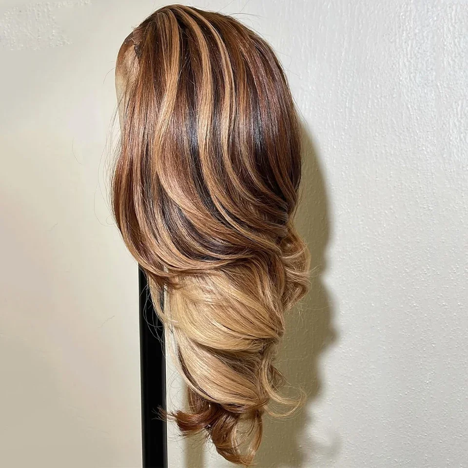 

Highlight Brown Glueless Soft Long body wave 5x5 Silk Base Jewish Human Hair With BabyHair HD Lace European Hair Preplucked