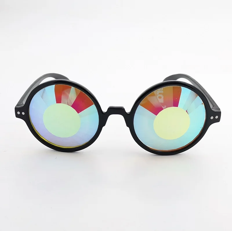 black frame Flower Prism kaleidoscope glasses